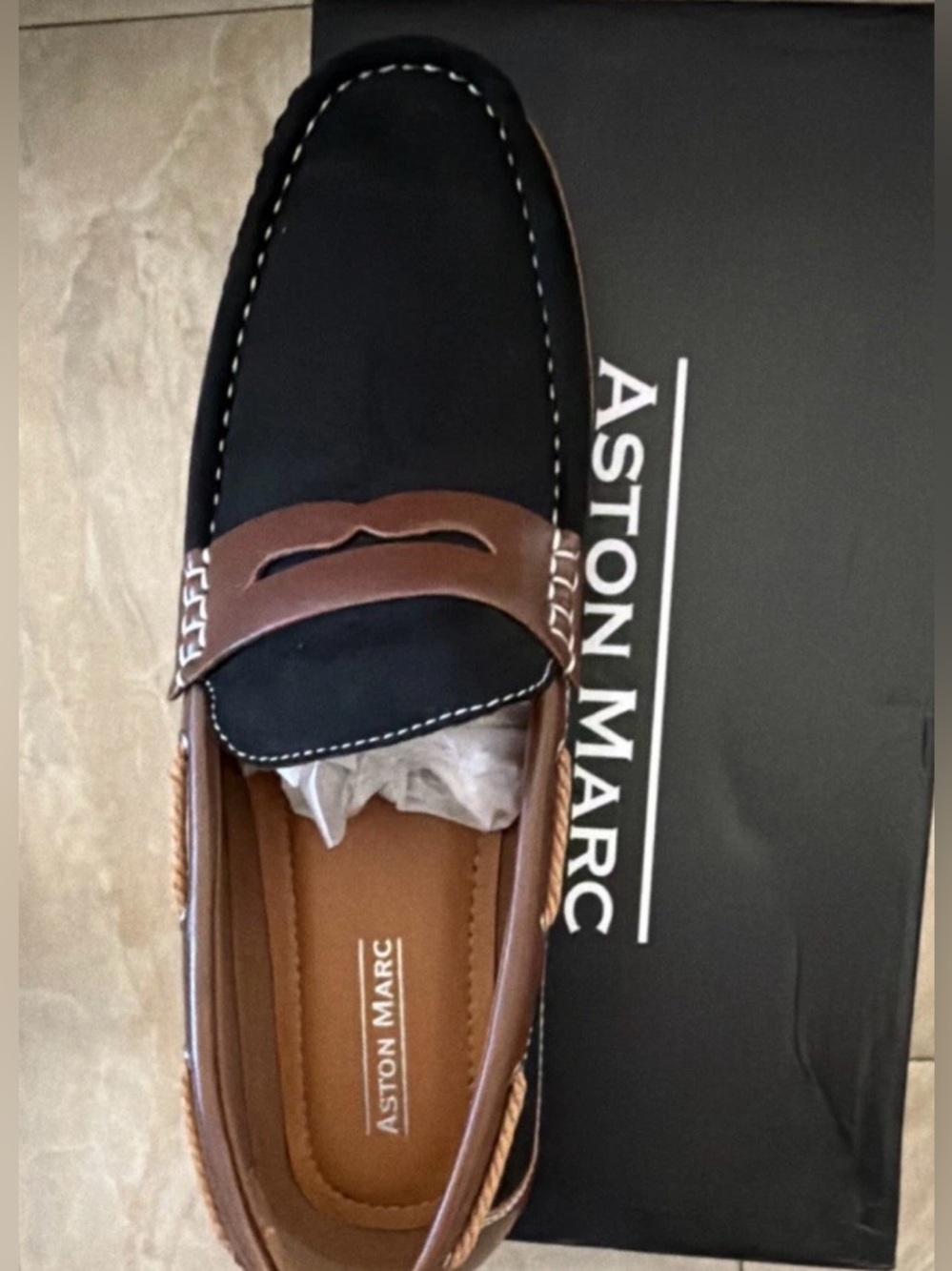 Men's Black and Brown Two-Tone Driving Loafers